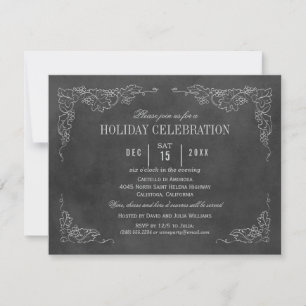 Invitación Fiesta de celebración navideña de vino en pizarra