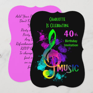 Invitación Fiesta de celebraciones con temas musicales person