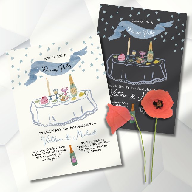 Invitación Fiesta de cena caprichosa dibujada a mano (Subido por el creador)
