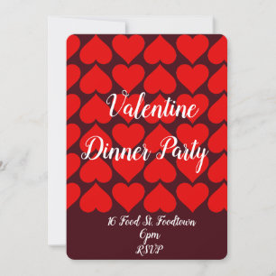 Invitación Fiesta de cena caprichoso de corazones de San Vale
