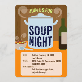 Invitación Fiesta de cena casual de la noche de la sopa