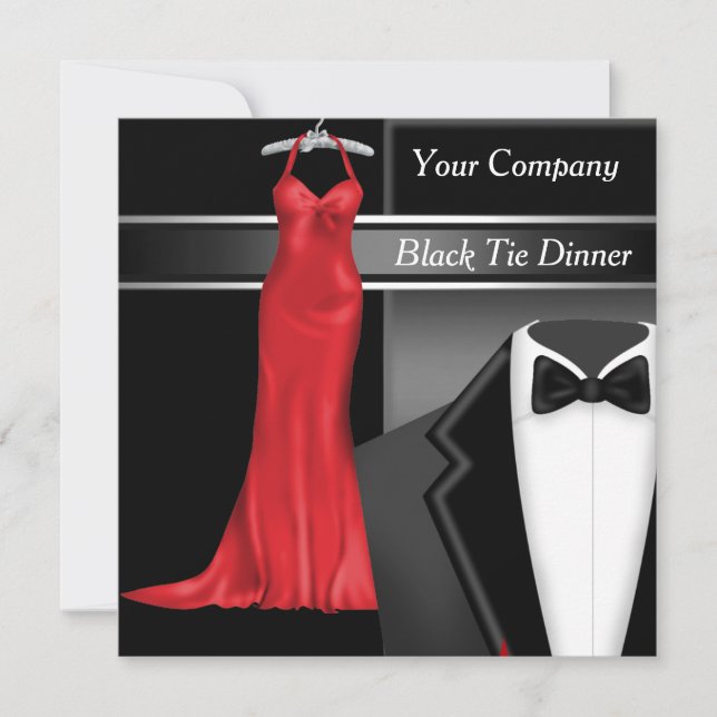 Invitación Fiesta de Cena Corporativa de Black Tie (Anverso)
