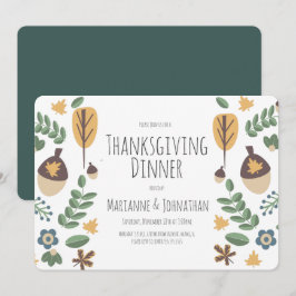 Invitación Fiesta de cena de Acción de Gracias de otoño con v