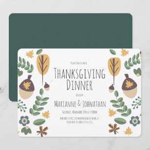 Invitación Fiesta de cena de Acción de Gracias de otoño con v