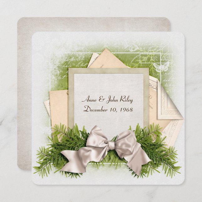 Invitación fiesta de cena de aniversario de boda de Navidad (Anverso / Reverso)