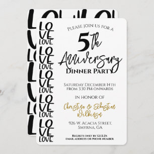 Invitación Fiesta de cena de aniversario mínimo de Boda