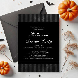 Invitación Fiesta de cena de Black Stripes Halloween