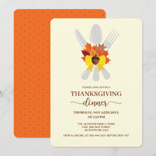 Invitación Fiesta de cena de cosecha de Acción de Gracias ele