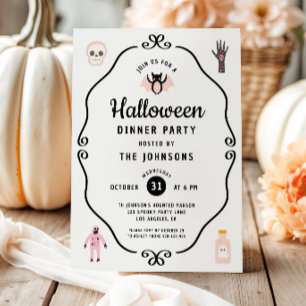Invitación Fiesta de cena de Cute Coquette Halloween