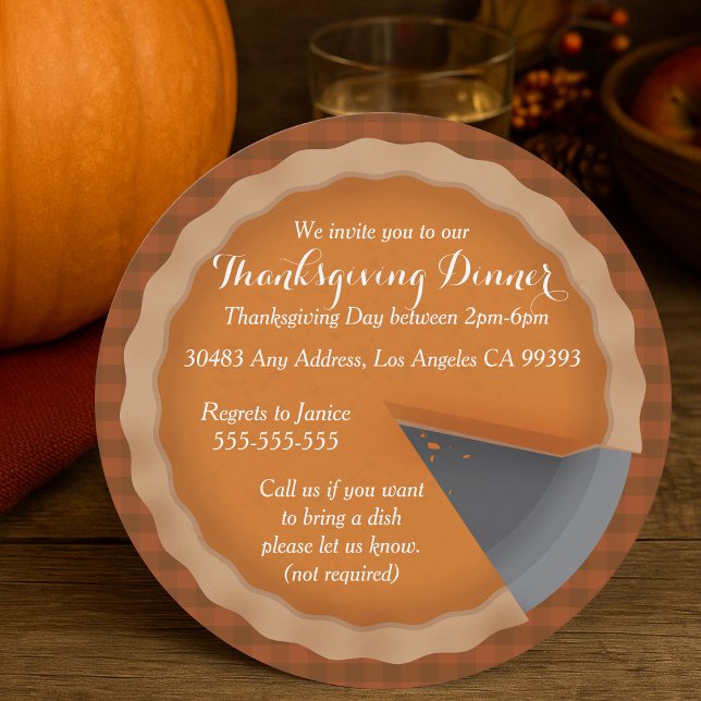 Invitación Fiesta de cena de Día de Acción de Gracias (Thanksgiving Pie Dinner Party Invitation
)