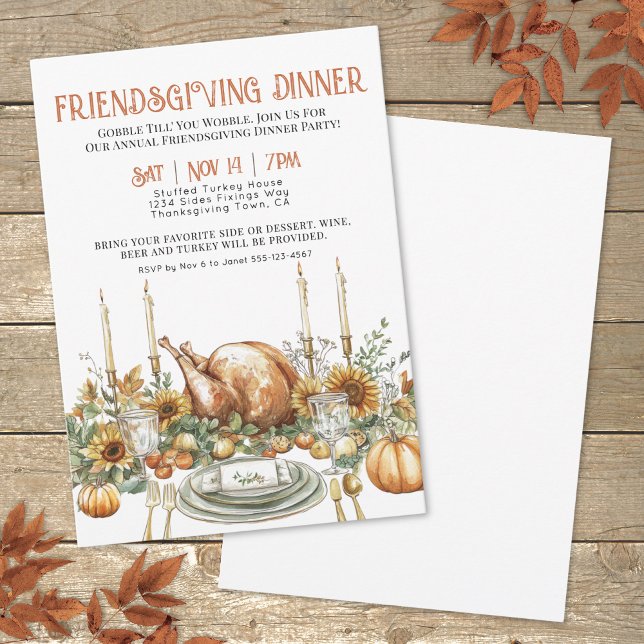 Invitación Fiesta de cena de Día de Acción de Gracias (Thanksgiving Friendsgiving Dinner Party Invitation)