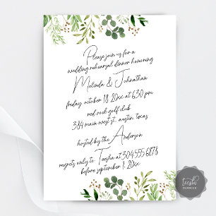 Invitación fiesta de cena de ensayo boda, verde moderno