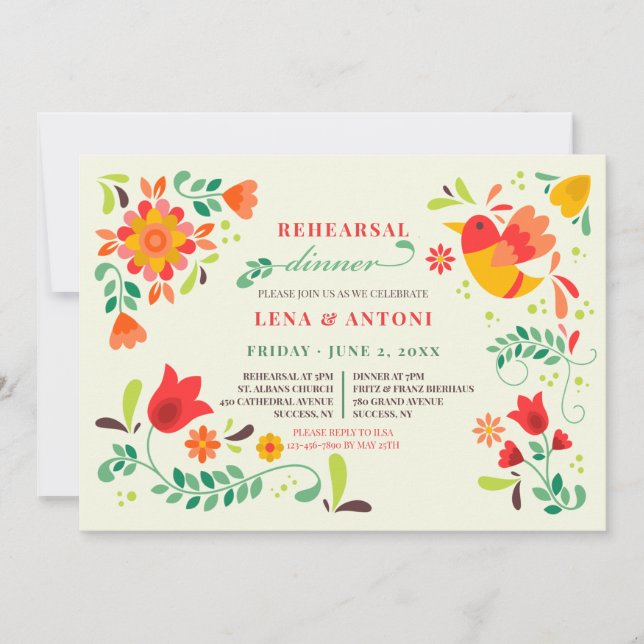 Invitación Fiesta de cena de ensayo de arte folclórico (Anverso)