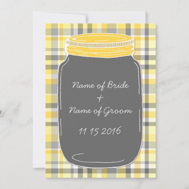 Invitación Fiesta de cena de ensayo de Boda amarillo Mason Ja (Anverso)