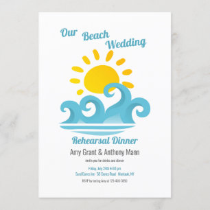 Invitación Fiesta de cena de ensayo de boda de playa