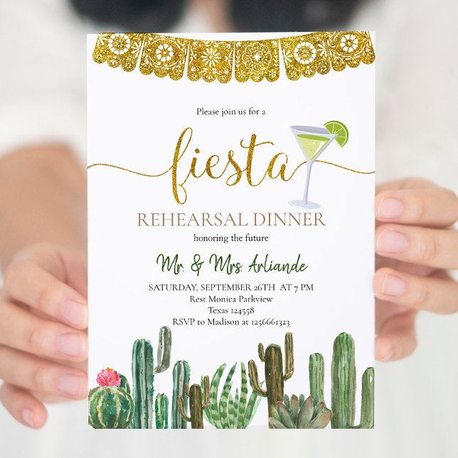 Invitación Fiesta de cena de ensayo de cactus mexicano (Subido por el creador)
