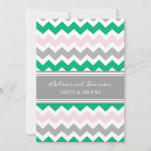 Invitación Fiesta de cena de ensayo de Chevron gris verde