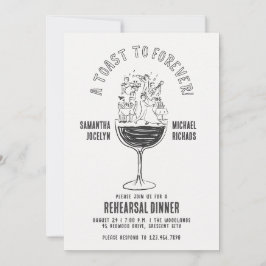 Invitación Fiesta de Cena de Ensayo de Copa de Vino Divertida