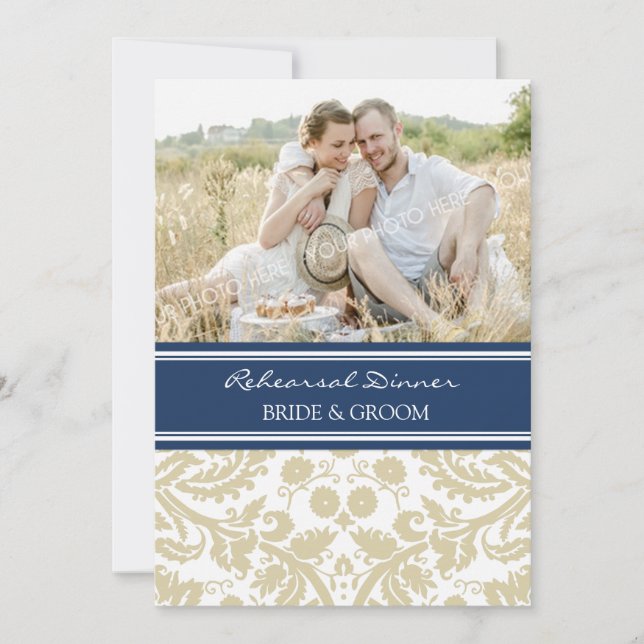 Invitación Fiesta de cena de ensayo fotográfico Blue Tan Dama (Anverso)