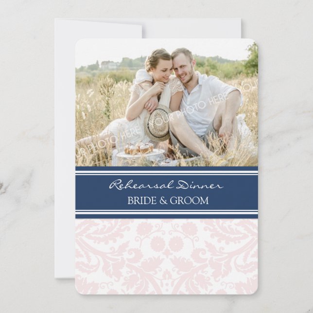 Invitación Fiesta de cena de ensayo fotográfico de Rubor Blue (Anverso)