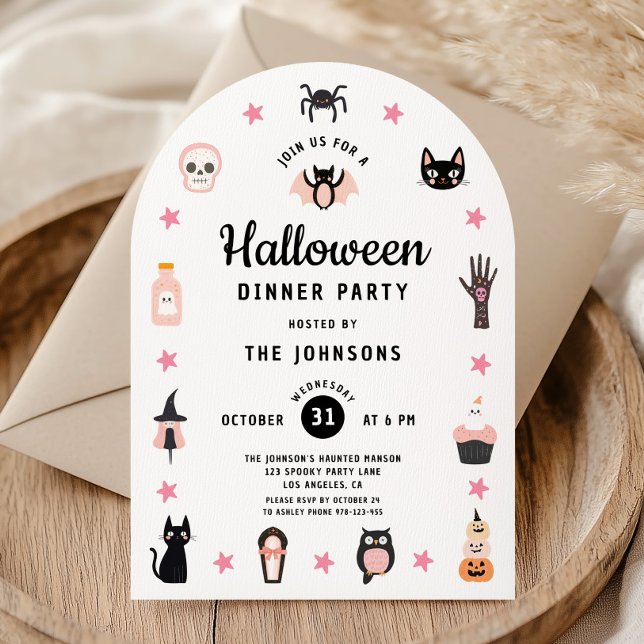 Invitación Fiesta de cena de Halloween (Cute Halloween Dinner Party Invitation)