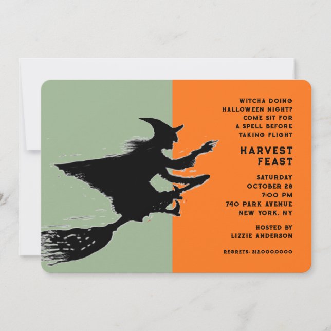 Invitación Fiesta de cena de Halloween (Anverso)