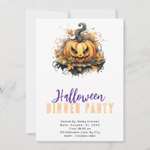 Invitación Fiesta de cena de Halloween con Jack-O' Lantern es