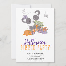 Invitación Fiesta de cena de Halloween con ramo de ojos de pa