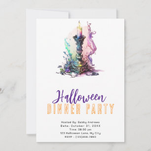 Invitación Fiesta de Cena de Halloween con Vela de Pastel Hum