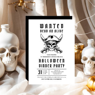 Invitación Fiesta de cena de Halloween de cráneo de pirata