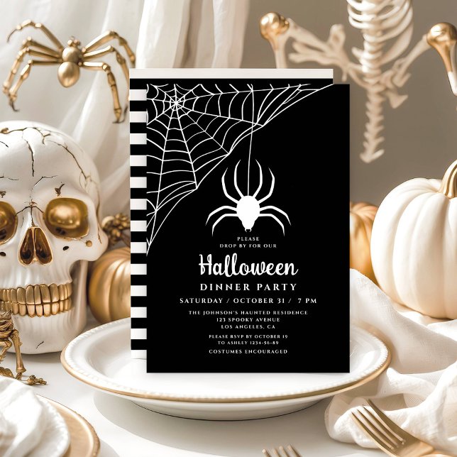 Invitación Fiesta de cena de Halloween de la Araña Negra Cuta (Subido por el creador)