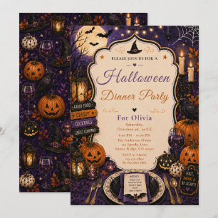 Invitación Fiesta de cena de Halloween espeluznante