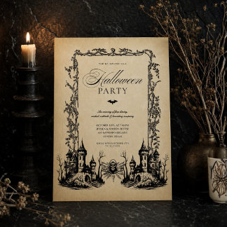 Invitación Fiesta de cena de Halloween gótica vintage