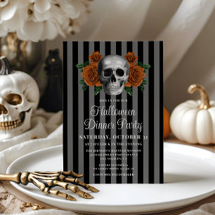 Invitación Fiesta de cena de Halloween para adultos con cráne