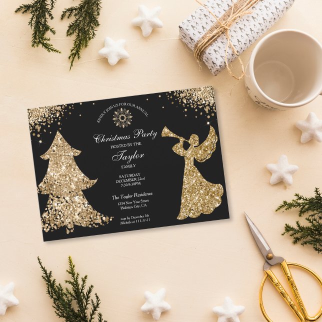 Invitación Fiesta de cena de la familia Angel Christmas Tree (Subido por el creador)