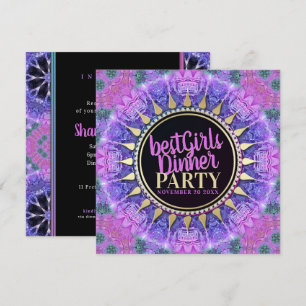 Invitación Fiesta de Cena de las Mejores Chicas Princesa Rosa