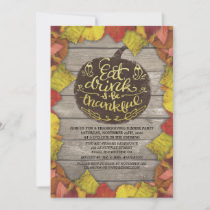 Invitación Fiesta de cena de madera rústico de la acción de