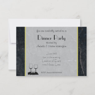 Invitación Fiesta de Cena de Mármol Negro Elegante