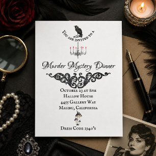 Invitación Fiesta de cena de misterio de asesinato de los año