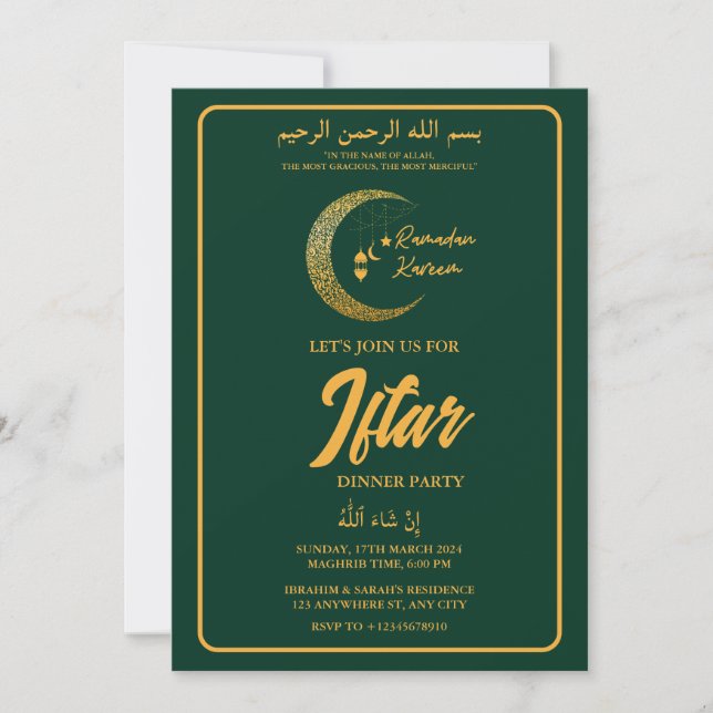 INVITACIÓN FIESTA DE CENA DE MOON LANTERN RAMADAN KAREEM IFTA (Anverso)