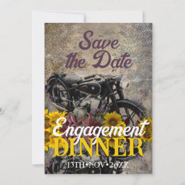 Invitación Fiesta de cena de motocicleta de girasol bohemio r