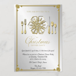 Invitación Fiesta de cena de navidad del copo de nieve del