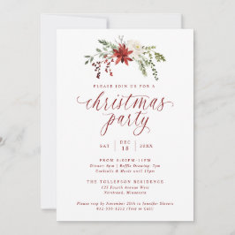 Invitación Fiesta de cena de Navidad elegante con acuarela