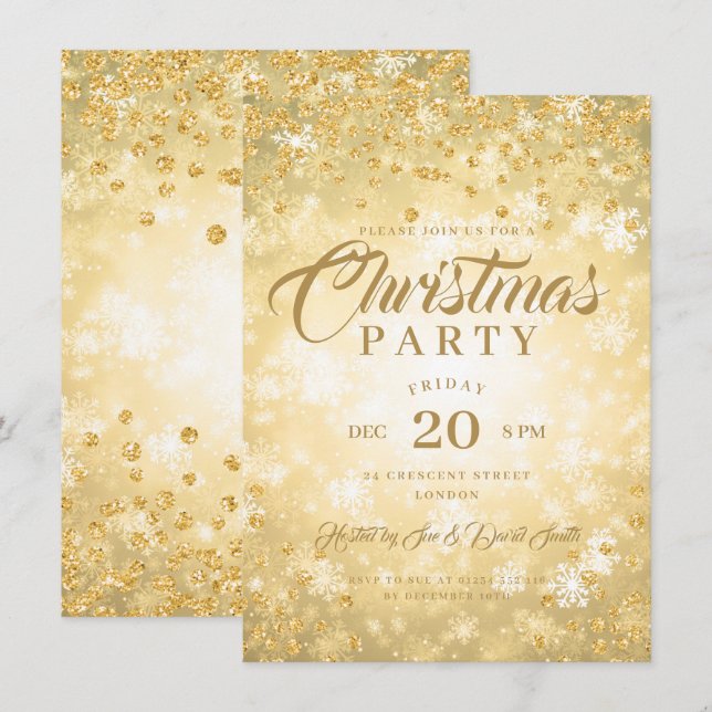 Invitación Fiesta de cena de Navidad Purpurina de diamantes d (Anverso / Reverso)