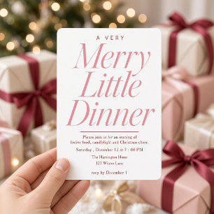 Invitación Fiesta de cena de Navidad rosa y alegre