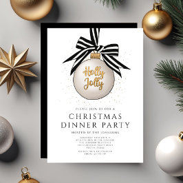 Invitación Fiesta de cena de Navidades blancos y negros festi