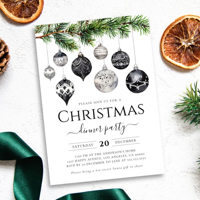 Invitación Fiesta De Cena De Navidades Blancos Y Negros minim (Subido por el creador)