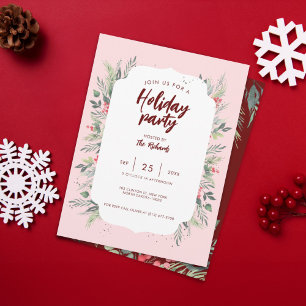 Invitación Fiesta de cena de Navidades con temática de follaj