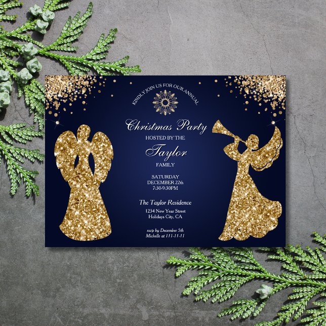 Invitación Fiesta de Cena de Navidades de Ángel Religioso (Subido por el creador)