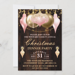 Invitación Fiesta de cena de Navidades  de Baudibles de Rubor